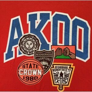 AKOO T-Shirt Men XXL‎ Short Sleeve Red w Spell Out Logo  Streetwear